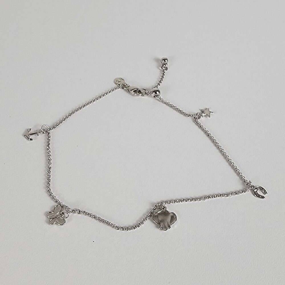 Luca+Danni Silver-Tone Charm Anklet/Bracelet 10"  Elephant Anchor Star Horseshoe